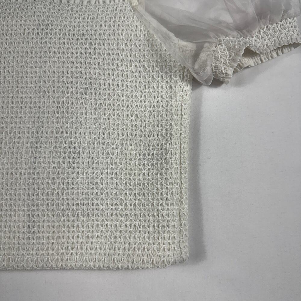 Alice + Olivia NWT Eliana Puff Sleeve White XS Smocked Body Crop Top - Picture 8 of 11